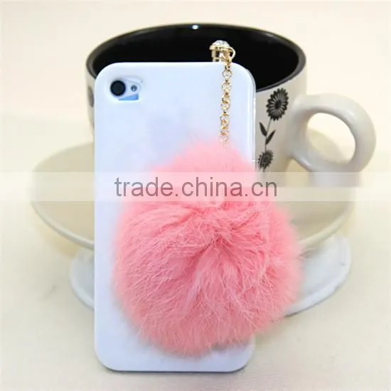 2015 wholesale Fashion Sparkling Diamond 3.5mm crown Dustproof Plug for mobile phone,Pearl rabbit hair ball dustproof plug