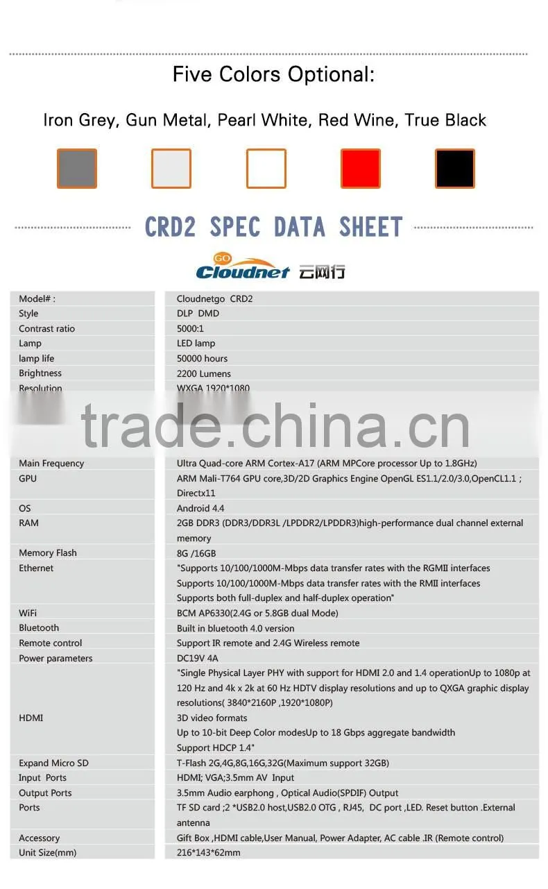 Cloudnetgo projector with bluetooth cre projector in kodi and skype 4k projector support 3d