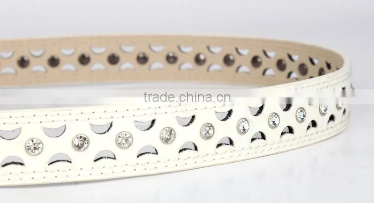White Rhinestone Cheap Leather Female Belt SWF-15062931