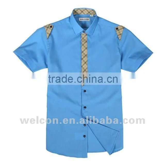 Latest European style popular casual black new stylish men's short sleeve cotton shirt