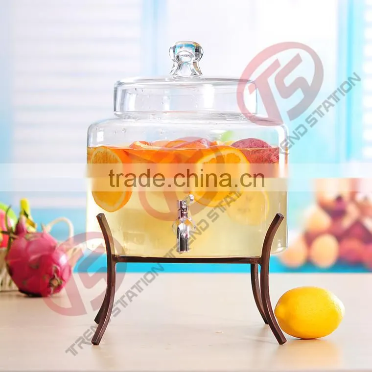 Glass dispensers with metal stand