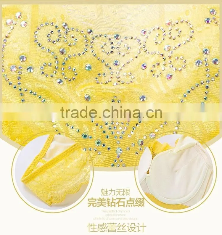 Rhinestone Decorated Full Coverage Thin Boob Tube Top Bras Women Luxury Lace Underwear Push up Cup C 34 36 38 40 Brassiere
