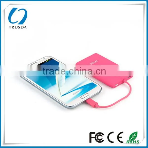 Hot new Li polymer embedded micro cable handphone power bank