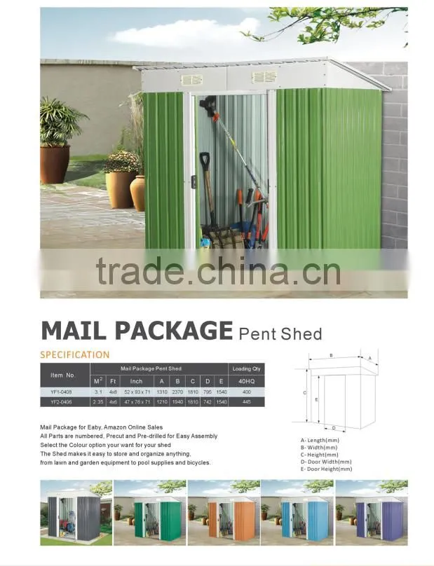 MAIL PACKAGED Pent Roof Metal Shed