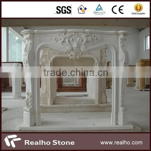 white carrara marble fireplace for home decoration