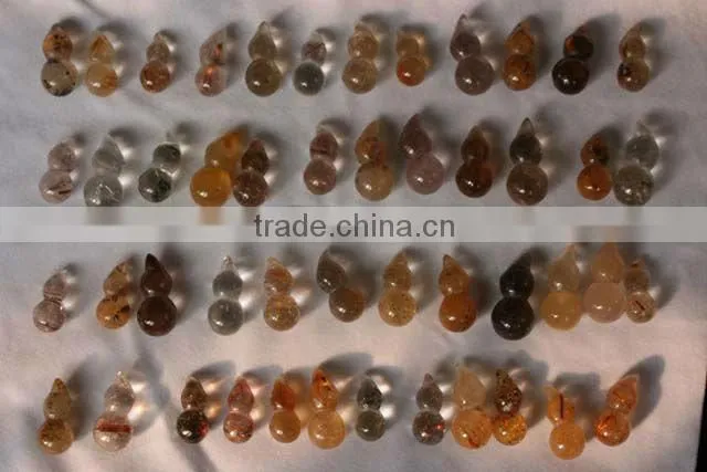 Rare Rutilated Quartz Rock Crystal GOURD Carving