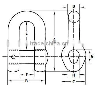 Marine D Type High Strength Anchor Shackle
