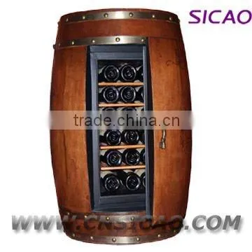 Wood Wine Barrel Refrigerator, LED Wine Barrel Fridge Energy Drink