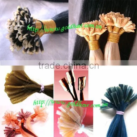 Brazilian Human Hai r- Pre-bonded Human Hair Extensions / Pre-glued / Pre-tipped Hair Extensions
