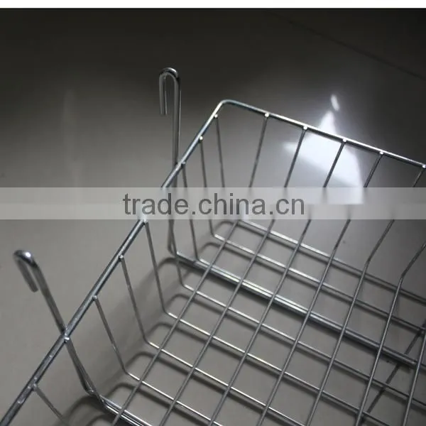 Metal wire mesh slatwall basket,display basket,supermarket hanging basket