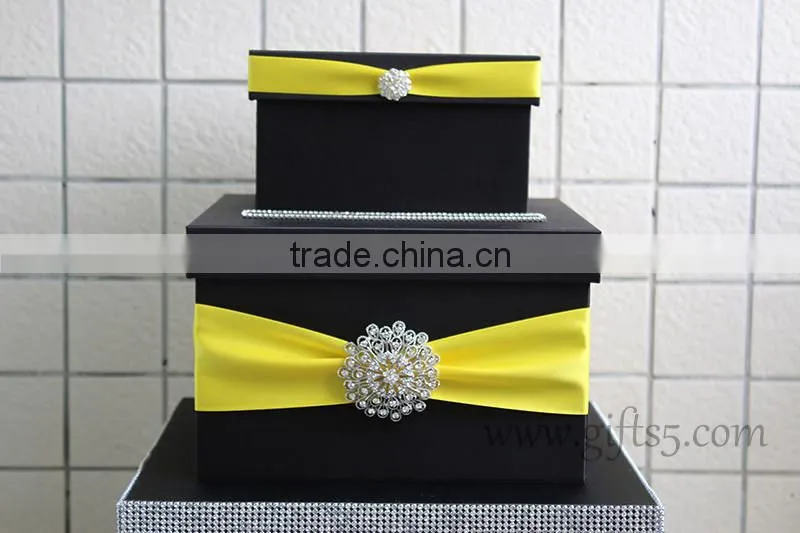 Luxury black wedding card box with photo frame