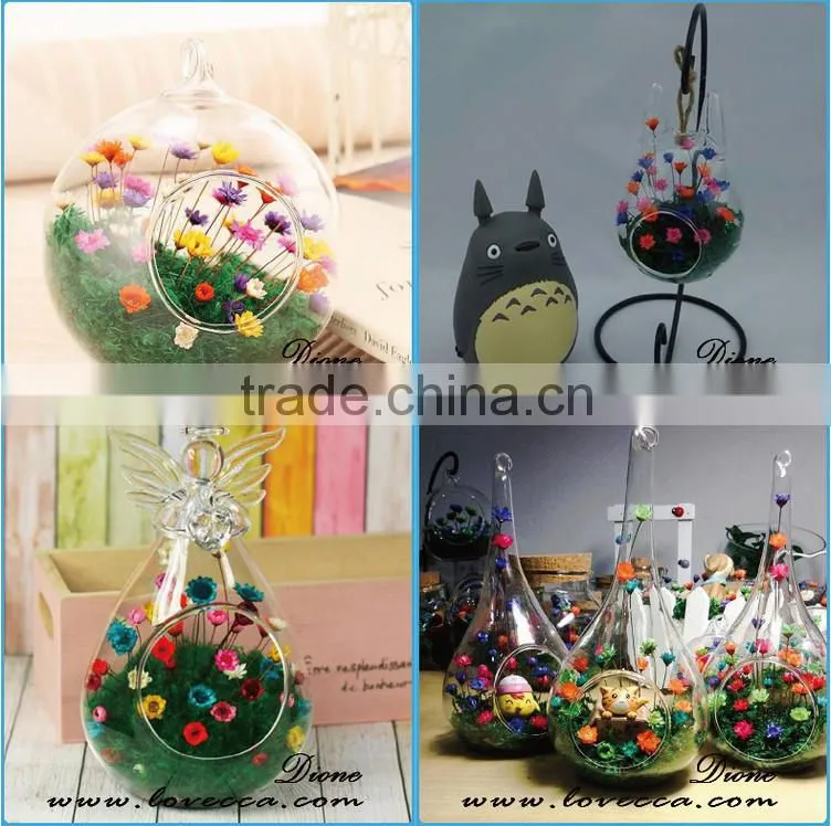 2015 Hot design wholesale indoor plant glass terrarium clear glass geometrical hanging terrarium