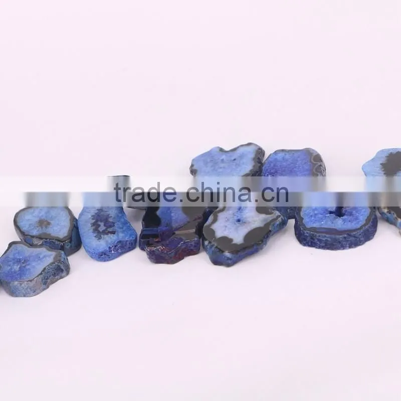 Dark Blue Agate Stone Druzy Beads - Agate Connector Stones For Jewelry Making