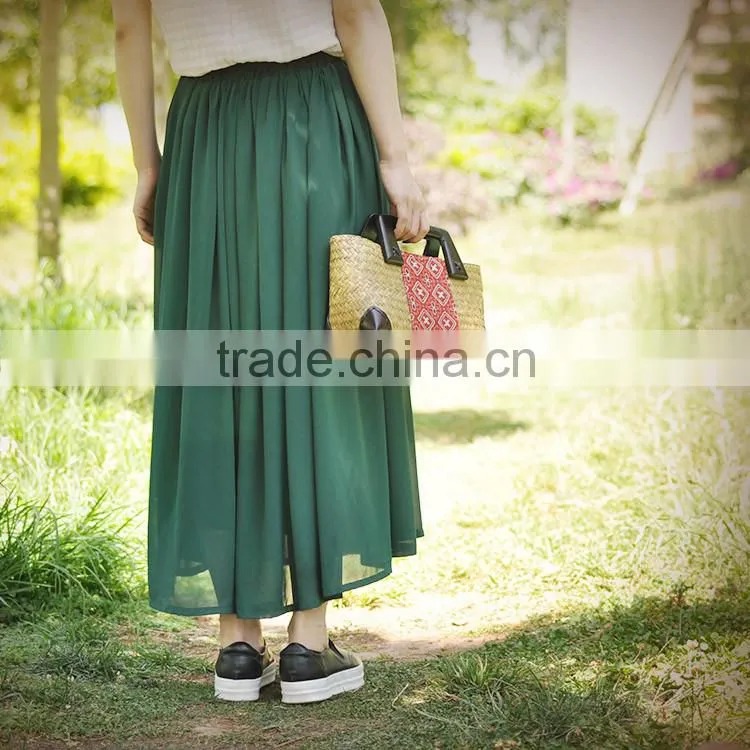 Hot selling beautiful beach bag plastic handle thailand straw bag