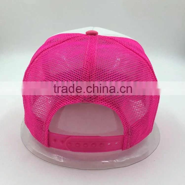 colorful rubber print letter 5 panel mesh trucker cap