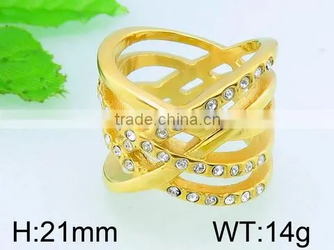 Kalen high quality rings Jewelry Strings golden ring plated stainless steel ring