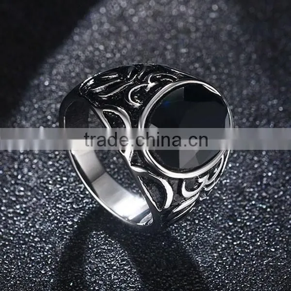 High Quality 2016 Retro Style Agate Stainless Steel Ring
