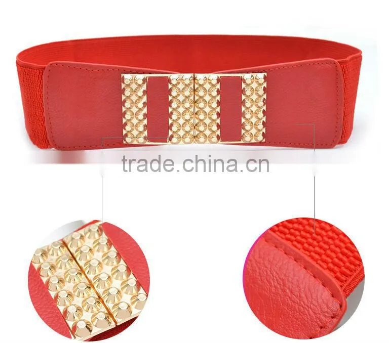 fashion metallic gold belt wide leather belt for girls and women
