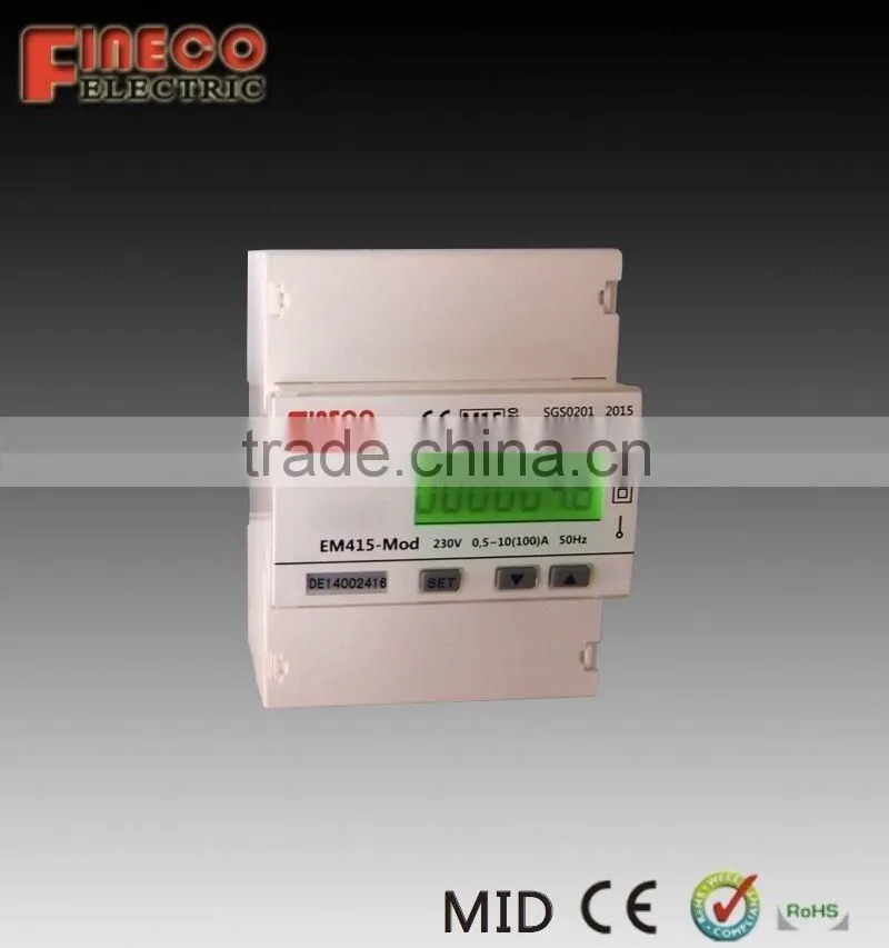 EM415-Mod MID approved single phase din rail kwh meter rs485 digital energy meter