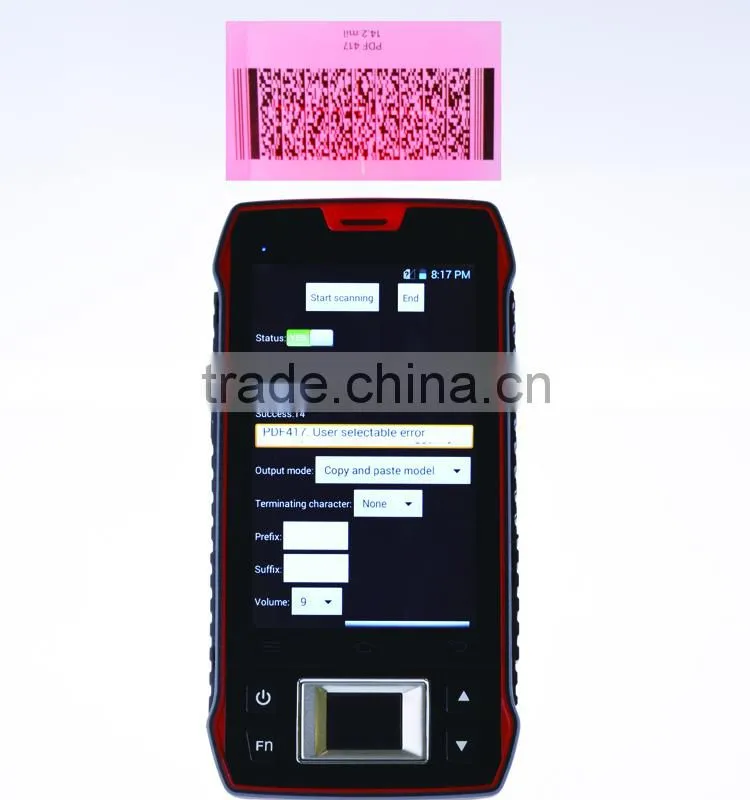 wholesale price high speed portable 3G rugged android handheld pda with wifi bluetooth barcode scanner