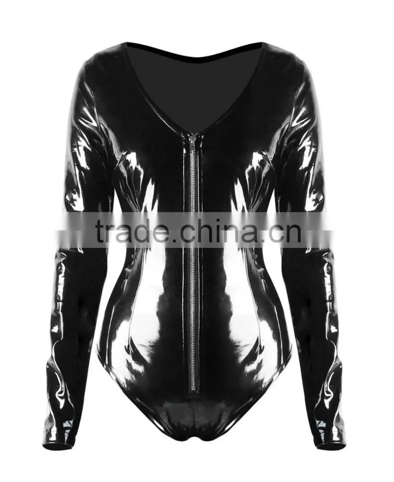 Newest style pvc raw material plus size sexy leather catsuit