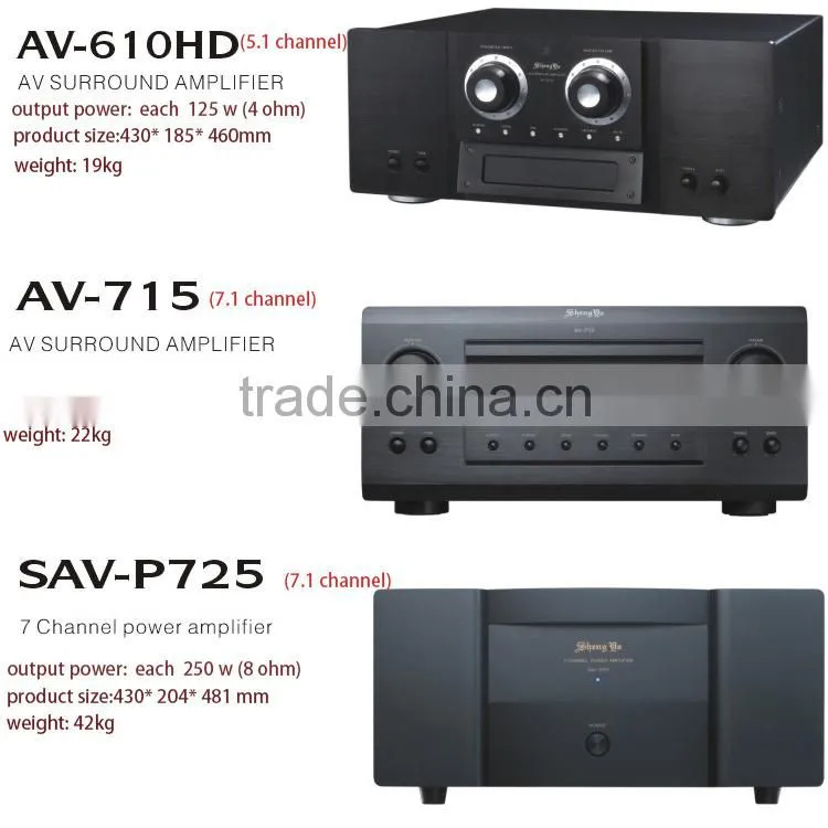 Amplifier manufacturer factory price home theater 250w 8 ohm black color surround sound 7.1 channel power amplifier kit