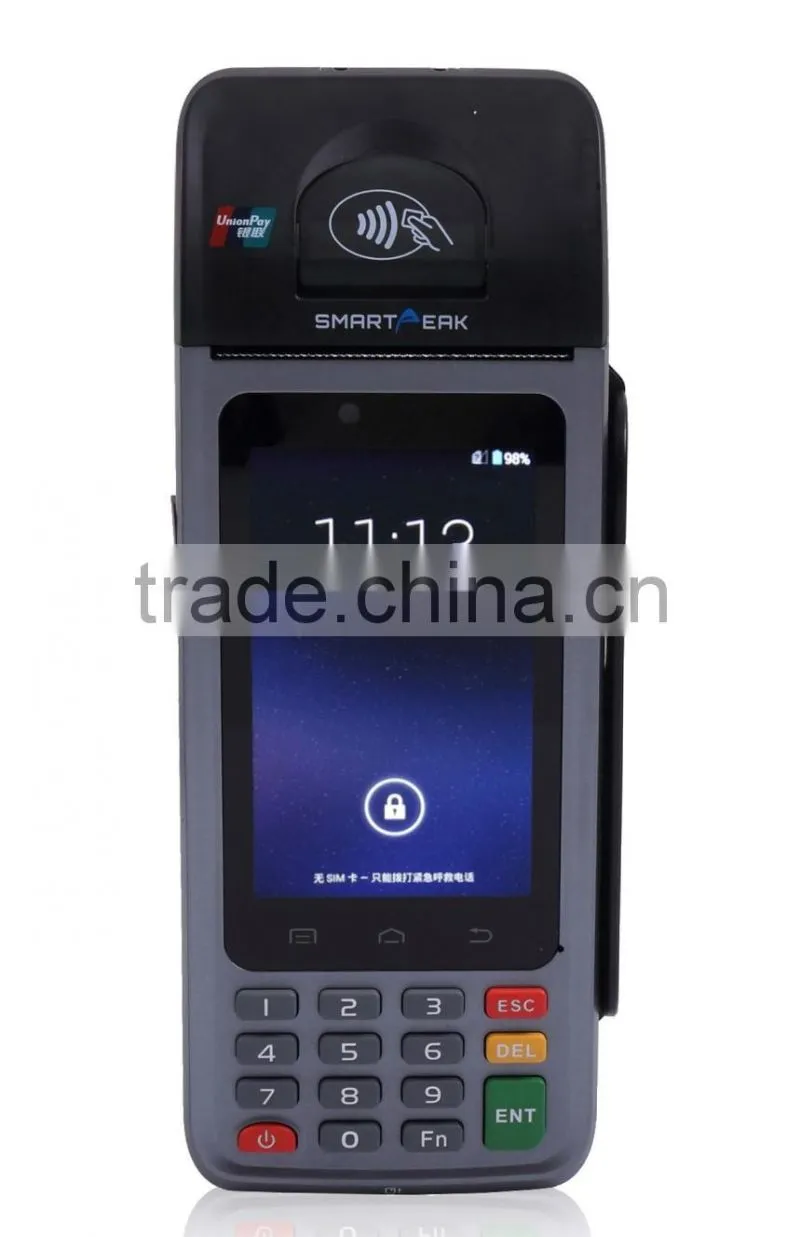 Andriod 4.4 operation system smart financial pos with 5700mAh large capacity lithium battery and EMV certificate
