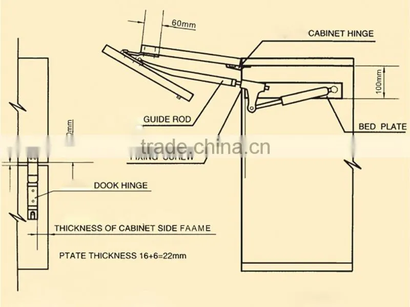 Automatic Swing Up Kitchen Cupboard Cabinet Gas Spring Lid Stay Hinge