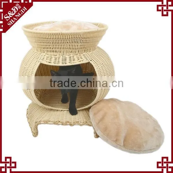 S&D eco-friendly poly rattan hand weaving indoor and outdoor waterproof plastic luxury pet house wholesale