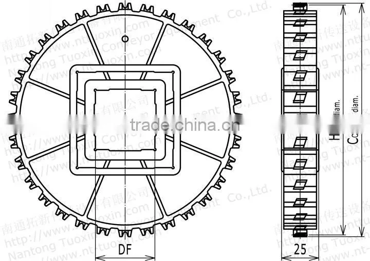 Injection Moulded 1100 Plastic Sprocket for Modular Belt