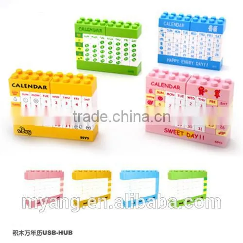 Creative USB HUB DIY blocks usb 2.0 hub calendar with bluetooth/usb hub with cable/Executive DIY desk calendar 2015