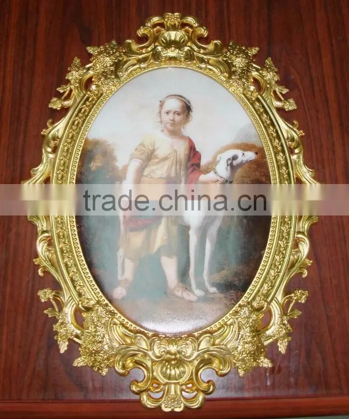 Home Brass Mounted Wall Ceramic Painting Mural, Decorative Ceramic Art Fresco