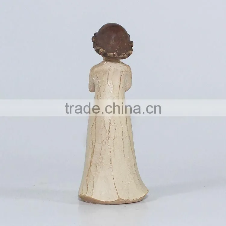 Resin praying mini girl statue