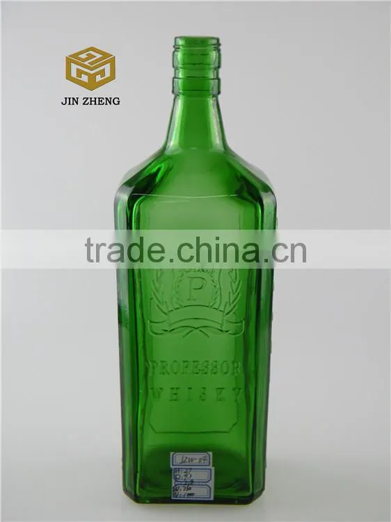 1000ml green color whisky glass bottle wholesale