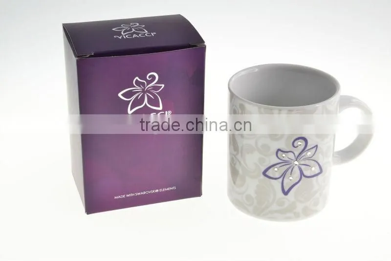 Alibaba Express High Quality Ceramic Bauhinia Flower Mug Made With Swarovski Elements V2008B-090P-CC