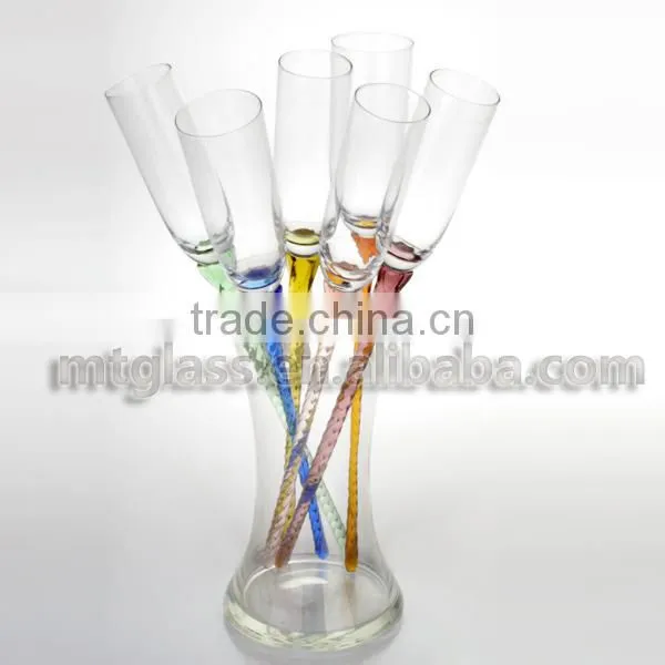 7pc set Wholesale high quality champagne party set /electroplate or golden decal champagne flute
