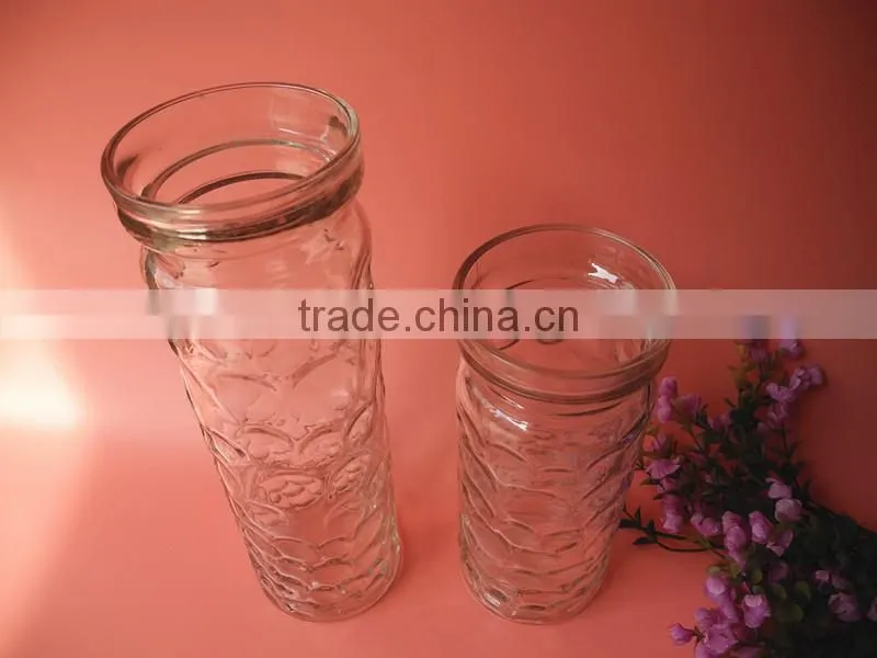 clear relief pillar glass flower pot
