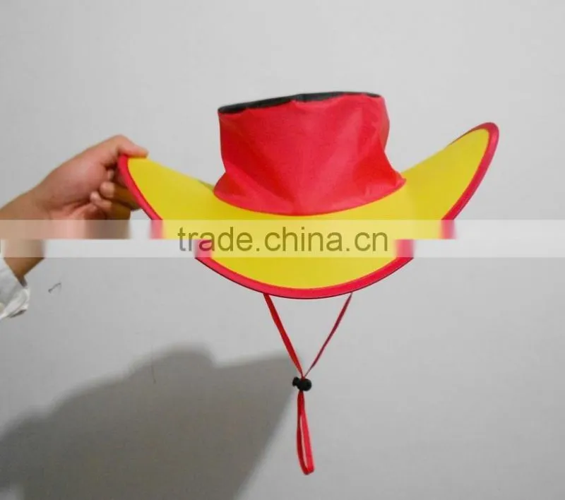 popular polyester material foldable cowboy cap, cowboy folding hat, fans foldable cap