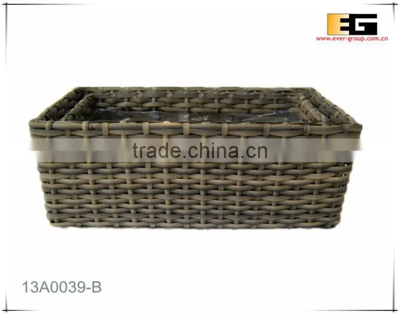 Rectangle PE Rattan Plastic Flower Pot