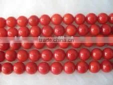 2015 hot wholesale 16" 4mm red round natural loose coral beads stone