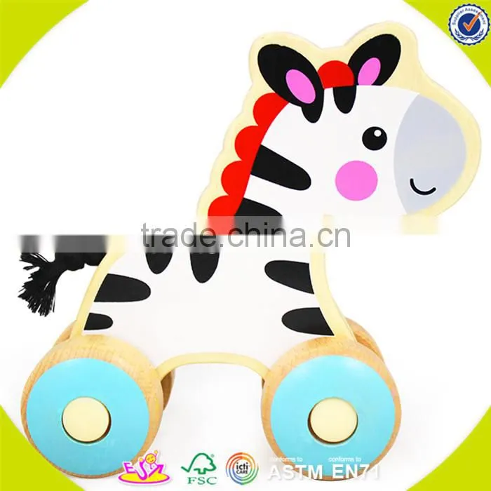 wholesale lovely wooden elephant pull car toy high quality wooden elephant pull car toy W05B034