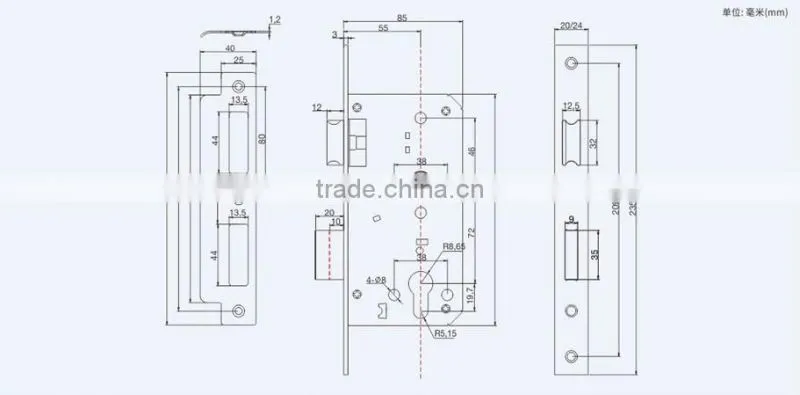 new model cheap price and good quality safe lock body 55x72