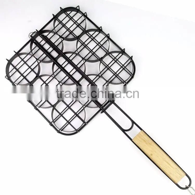 Non-stick 9-burger grill basket