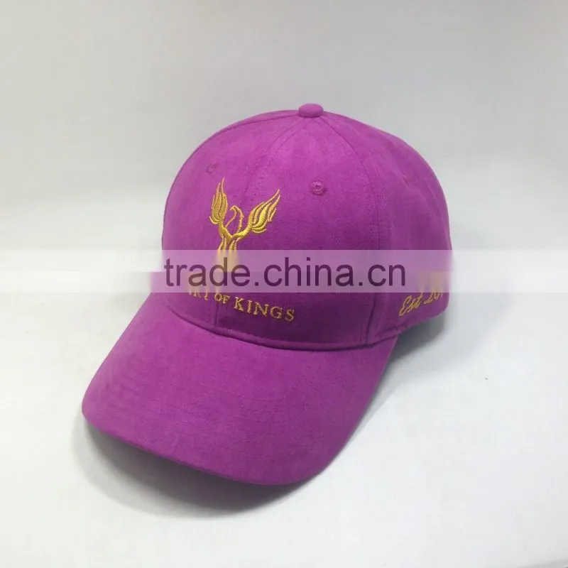 100%Suede Fabric Baseball Cap With Embossed Metal Buckle