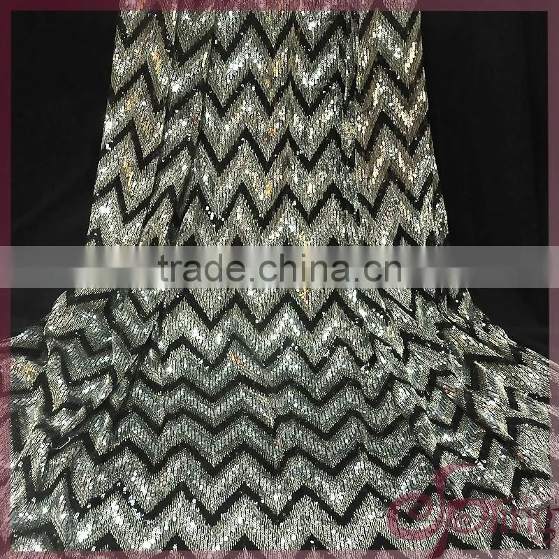 New arrival V-shape design wholesale cheap sequin lace fabric for party dress