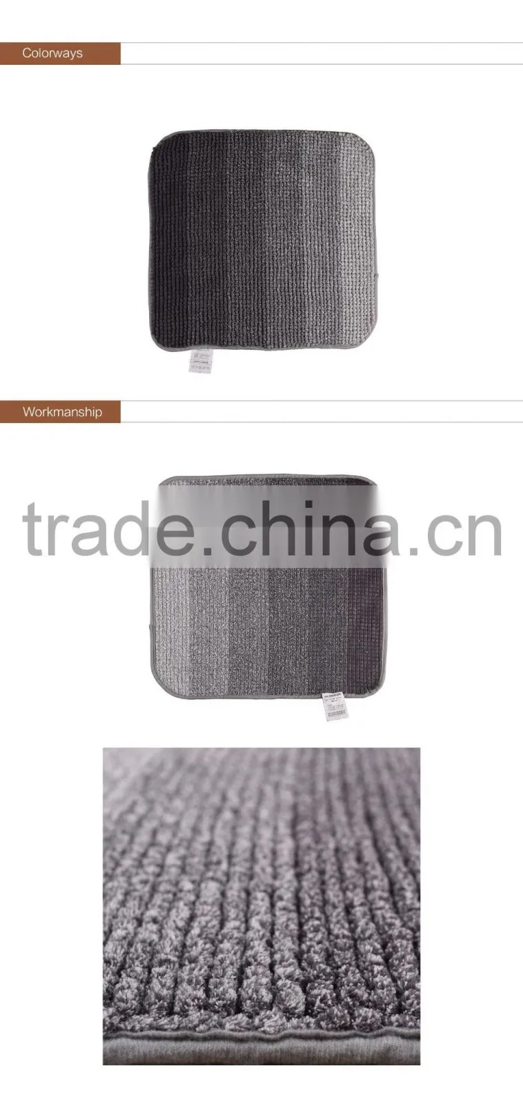 2016 NEW Microfiber Coral Fleece Bathmat with Square Shape