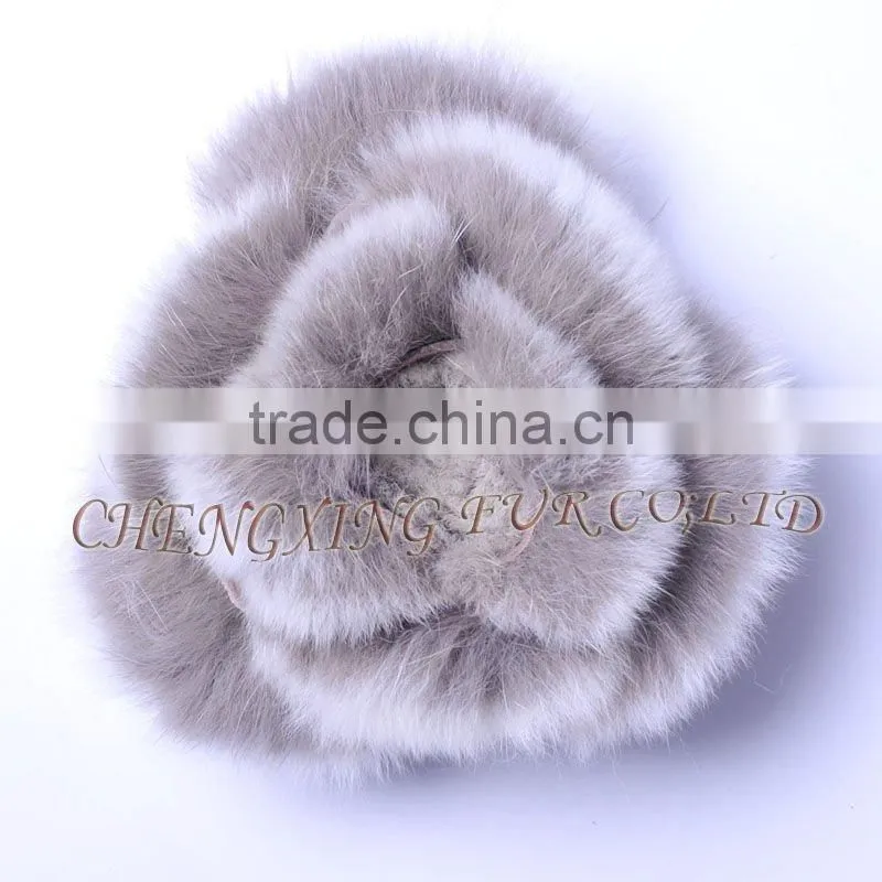CX-A-38 Genuine Rex Rabbit Fur Hand-made Flower Brooch Pin