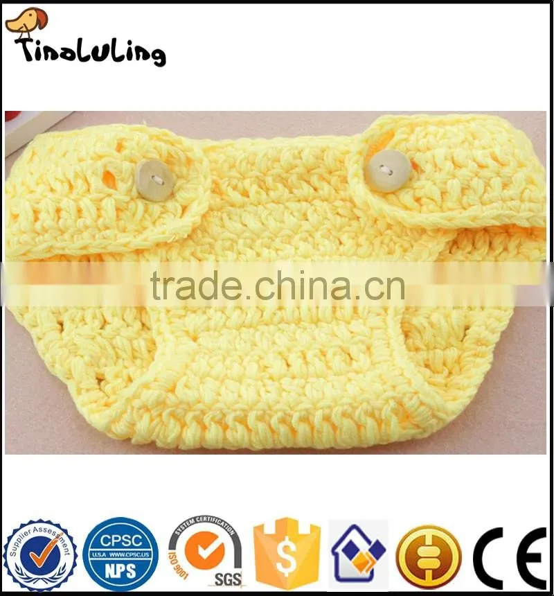 Duck Crochet Quality 3pcs Yellow Outfits Hat+Diaper+Shoes Photographie Props For Newborn Baby Suits