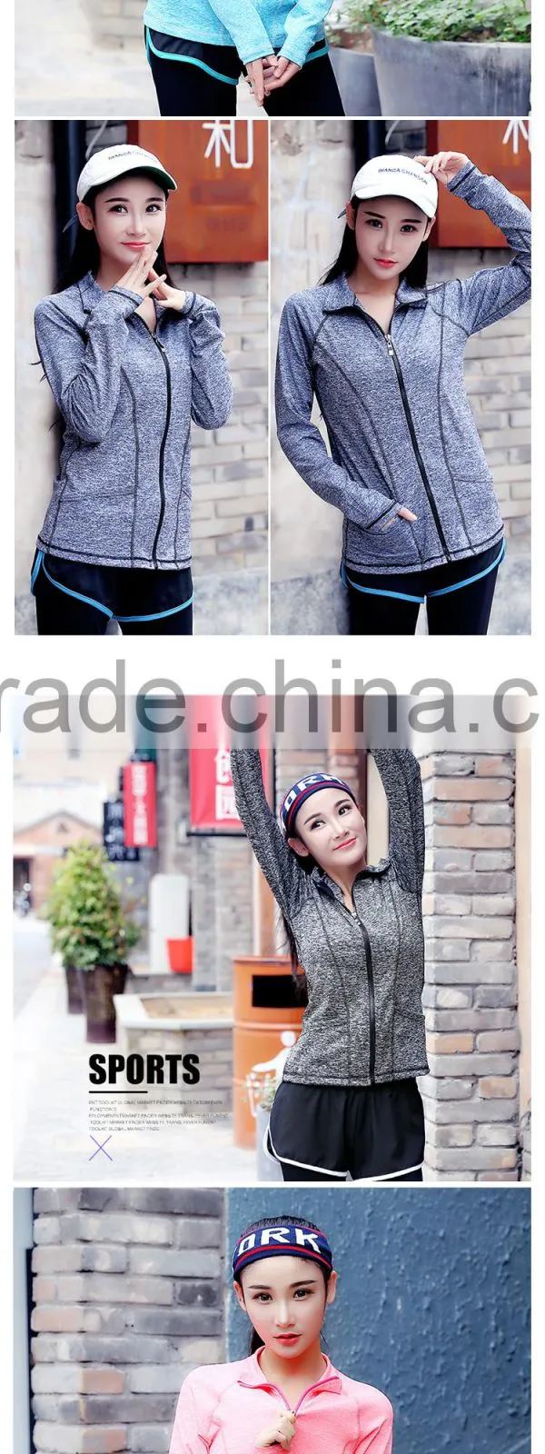 Hsz-A283 Custom Fashion Wholesale Women Sportswear Gym Wear Fitwear Zip Hoodies Sweatshirt 2016