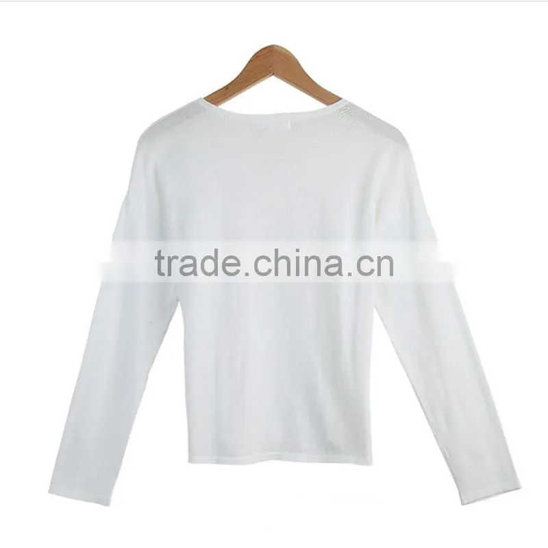guangzhou long sleve 100% cotton fabric t shirt